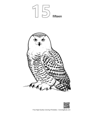 Thumbnail: Intense Snowy Owl Perched on Snow Printable Outline Number 15