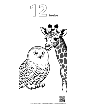 Thumbnail: Snowy Owl and Giraffe Friendly Gaze Printable Outline Number 12
