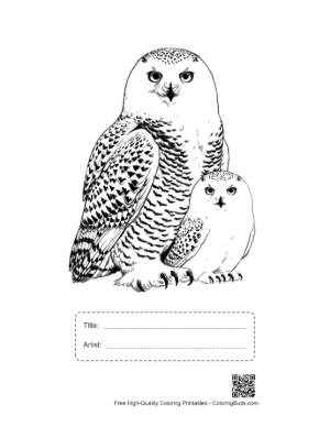 Thumbnail: Snowy Owl Parent with Adorable Owlet Printable with Title and Artist Box