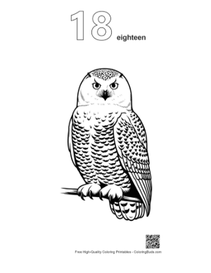 Thumbnail: Snowy Owl Perched Fiercely on Branch Printable Outline Number 18