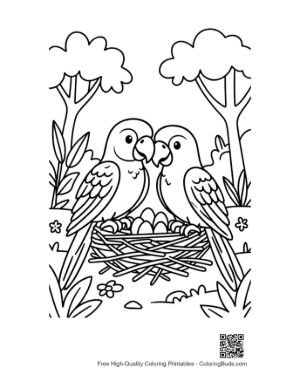 Thumbnail: Charming Cockatoo Pair Protecting Their Eggs in the Nest Printable