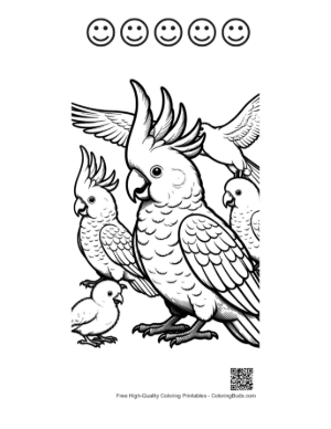 Thumbnail: Cheerful Cockatoo Family Gathering Printable and 5 Happy Face Outline