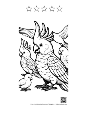 Thumbnail: Cheerful Cockatoo Family Gathering Printable and 5 Star Outline