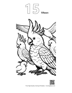 Thumbnail: Cheerful Cockatoo Family Gathering Printable Outline Number 15