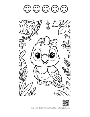 Thumbnail: Cockatoo Coloring Page Printable and 5 Happy Face Outline
