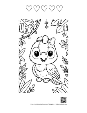Thumbnail: Cockatoo Coloring Page Printable and 5 Heart Outline