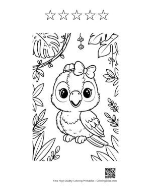 Thumbnail: Cockatoo Coloring Page Printable and 5 Star Outline