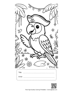 Thumbnail: Cockatoo to Color Printable with Title and Artist Box
