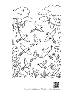 Thumbnail: Flock of Beautiful Cockatoo Parrots in the Tropical Sky Printable