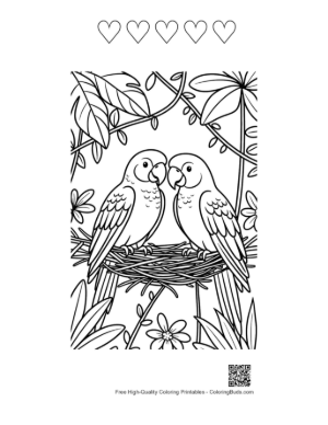 Thumbnail: Free Cockatoo Coloring Page Printable and 5 Heart Outline