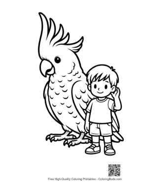 Thumbnail: Little boy waving happily to giant Cockatoo