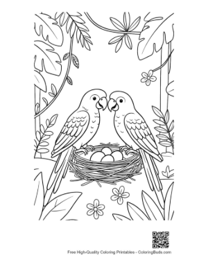 Thumbnail: Loving Cockatoo Parrots Nested in a Tropical Environment Printable