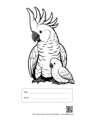 Thumbnail: Mother Cockatoo Embracing Baby Chick Printable with Title and Artist Box