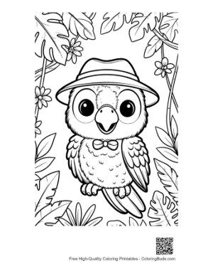 Thumbnail: Smart Cockatoo Parrot Wearing a Stylish Hat and Bowtie Printable