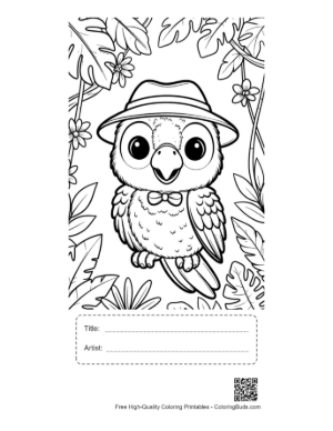 Thumbnail: Smart Cockatoo Parrot Wearing a Stylish Hat and Bowtie Printable with Title and Artist Box
