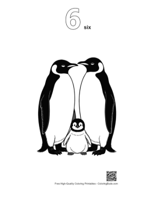Thumbnail: Emperor Penguin Family Nuzzling Lovingly Printable Outline Number 6