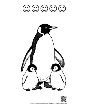 Thumbnail: Emperor Penguin with Two Chicks Printable and 5 Happy Face Outline