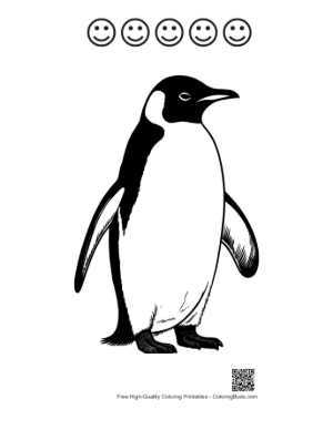 Thumbnail: Majestic Emperor Penguin Standing Proudly Printable and 5 Happy Face Outline