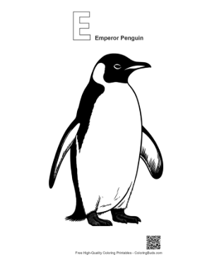 Thumbnail: Majestic Emperor Penguin Standing Proudly Printable Outline Alphabet E Emperor Penguin
