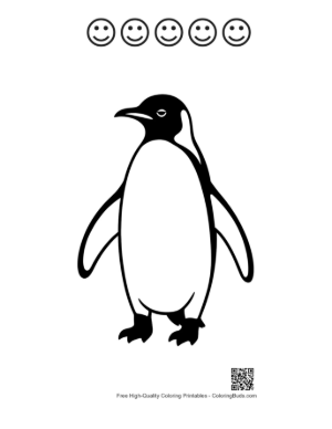 Thumbnail: Sleepy Emperor Penguin Silhouette Printable and 5 Happy Face Outline