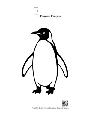 Thumbnail: Sleepy Emperor Penguin Silhouette Printable Outline Alphabet E Emperor Penguin