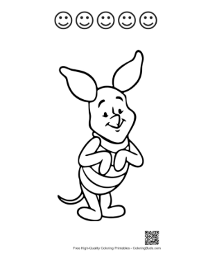 Thumbnail: Adorable Piglet Standing Joyfully Printable and 5 Happy Face Outline