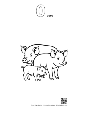 Thumbnail: Cheerful Farm Pig Family Printable Outline Number 0
