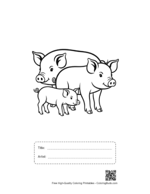 Thumbnail: Cheerful Farm Pig Family Printable with Title and Artist Box