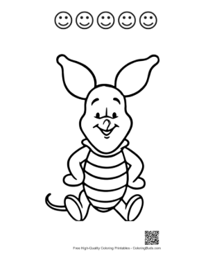 Thumbnail: Cute Piglet Coloring Page Printable and 5 Happy Face Outline