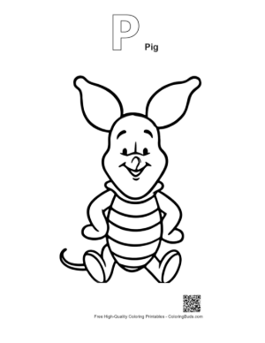 Thumbnail: Cute Piglet Coloring Page Printable Outline Alphabet P Pig
