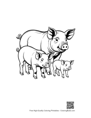 Thumbnail: Mother Farm Pig with Playful Piglets