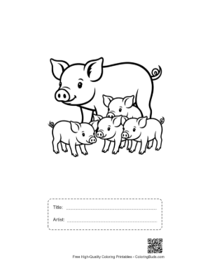 Thumbnail: Mother Pig and Her Playful Piglets Printable with Title and Artist Box