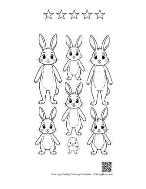 Thumbnail: Adorable Jackrabbit Family Lineup Printable and 5 Star Outline