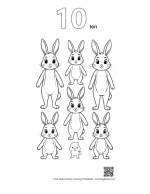 Thumbnail: Adorable Jackrabbit Family Lineup Printable Outline Number 10