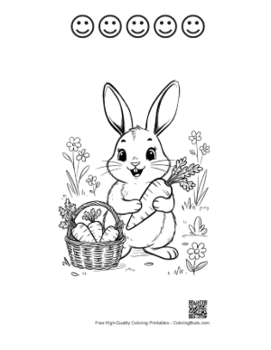 Thumbnail: Bunny Rabbit Coloring Page Printable and 5 Happy Face Outline
