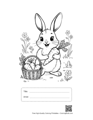 Thumbnail: Bunny Rabbit Coloring Page Printable with Title and Artist Box
