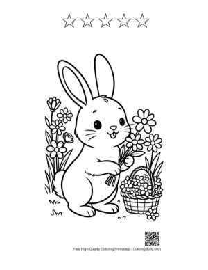 Thumbnail: Bunny Rabbit Printable and 5 Star Outline