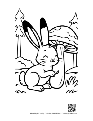 Thumbnail: Curious Jackrabbit Leaning Against a Tall Mushroom Stalk Printable