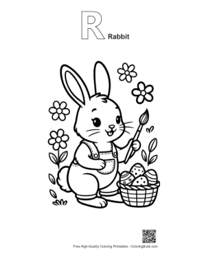 Thumbnail: Cute Bunny Rabbit Coloring Sheet Printable Outline Alphabet R Rabbit