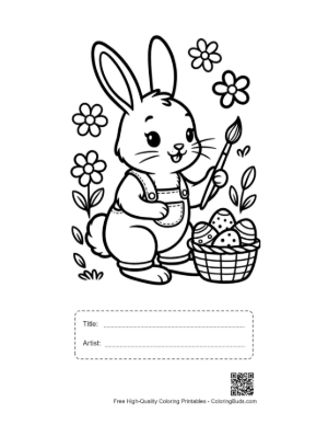 Thumbnail: Cute Bunny Rabbit Coloring Sheet Printable with Title and Artist Box