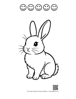 Thumbnail: Cute Bunny Rabbit Outline Drawing Printable and 5 Happy Face Outline