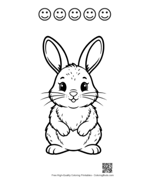 Thumbnail: Cute Bunny Rabbit Outline Drawing Printable and 5 Happy Face Outline