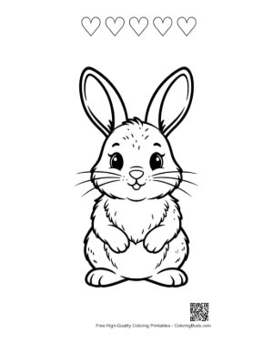 Thumbnail: Cute Bunny Rabbit Outline Drawing Printable and 5 Heart Outline