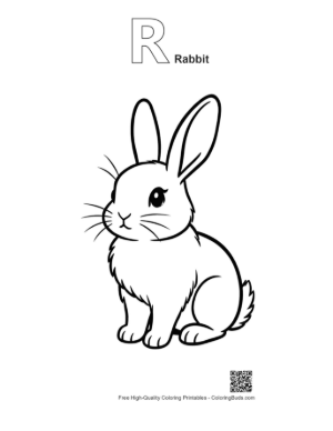 Thumbnail: Cute Bunny Rabbit Outline Drawing Printable Outline Alphabet R Rabbit