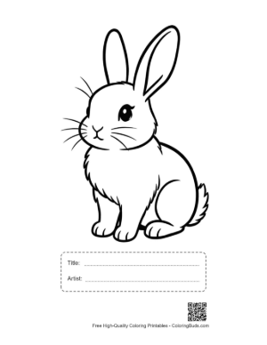 Thumbnail: Cute Bunny Rabbit Outline Drawing Printable with Title and Artist Box