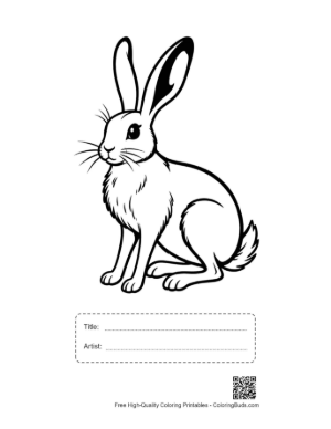 Thumbnail: Cute Jackrabbit Sitting Alertly Printable with Title and Artist Box