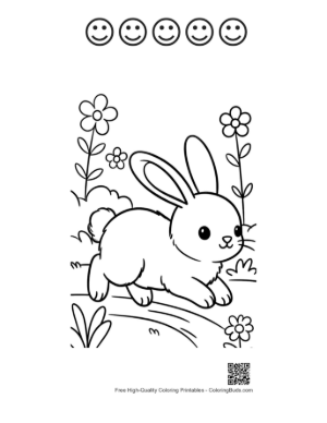 Thumbnail: Download Cute Bunny Rabbit for Kids Printable and 5 Happy Face Outline