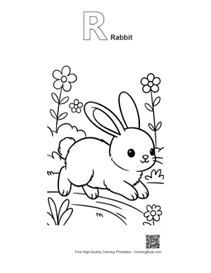 Thumbnail: Download Cute Bunny Rabbit for Kids Printable Outline Alphabet R Rabbit