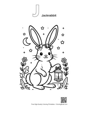 Thumbnail: Download Jackrabbit To Color Printable Outline Alphabet J Jackrabbit