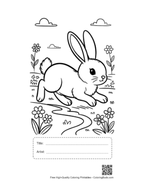 Thumbnail: Easy Bunny Rabbit to Color Printable with Title and Artist Box